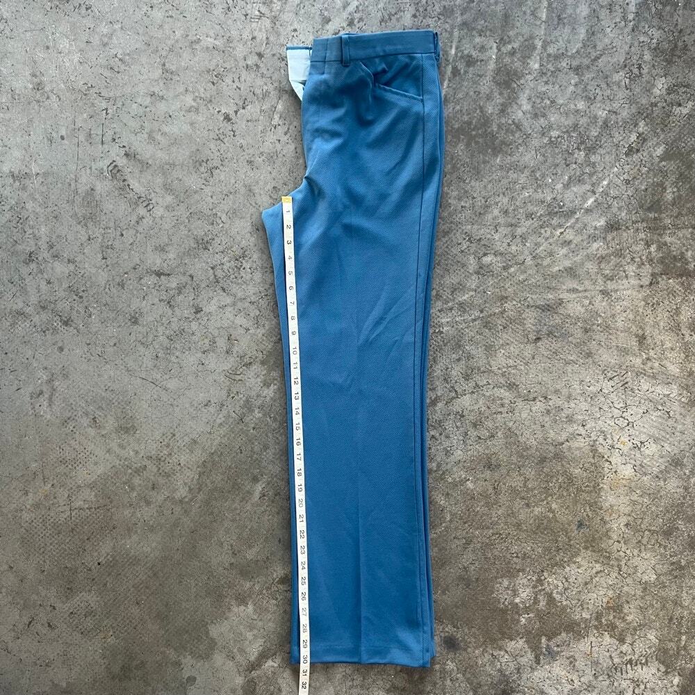 Vintage 70s Blue Textured Polyester Slacks Talon Zipper 34 - Picture 10 of 10